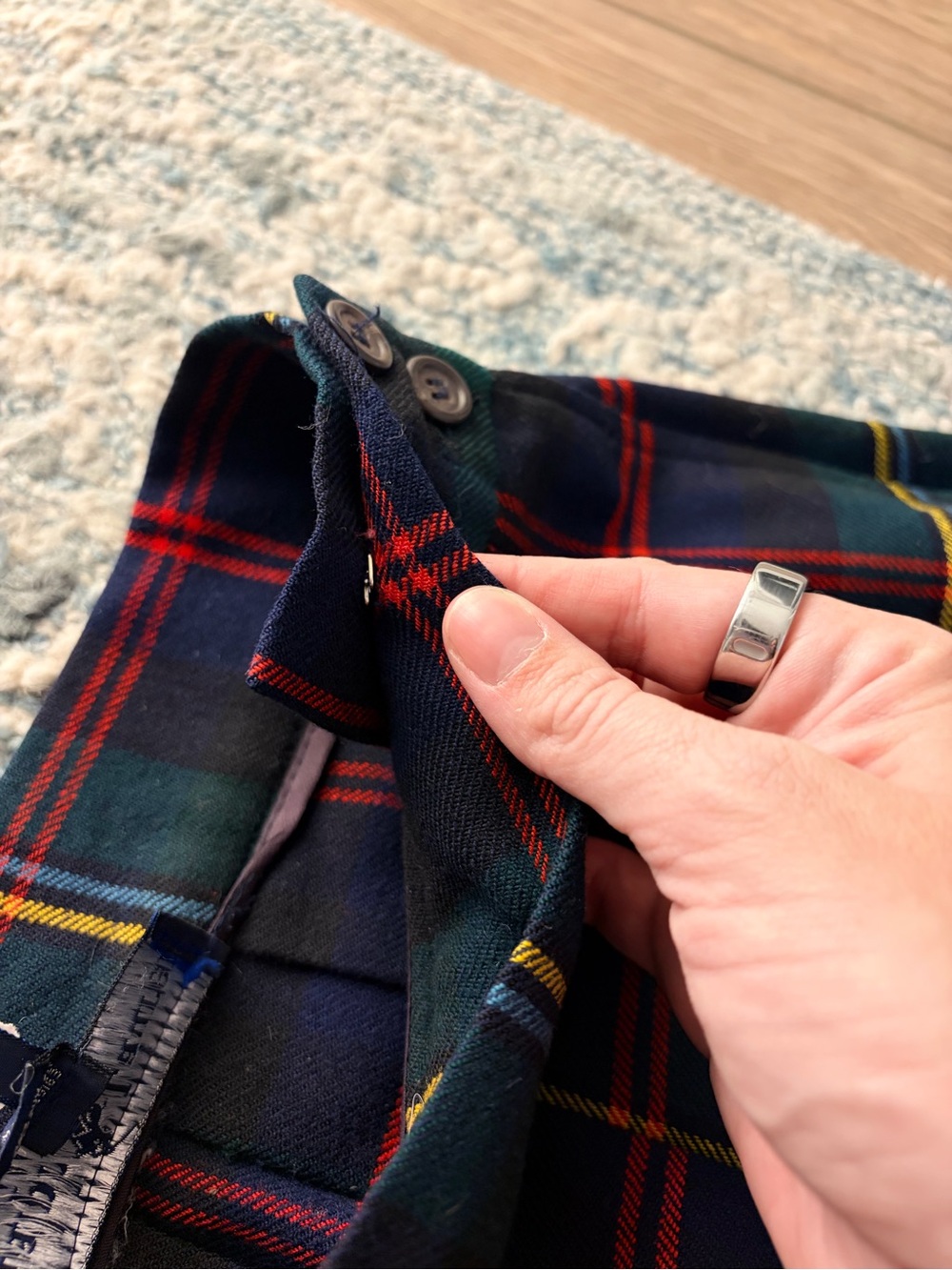 Vintage Ralph Lauren Tartan Plaid Maxi Pleated Skirt in Navy, Green, Red, Yellow - Picture 4 of 9